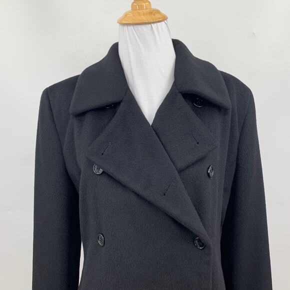 Saks Fifth Avenue Peacoat Womens 10 Black Fleece Shoulder Pads Outerwear Blazer - Picture 3 of 12